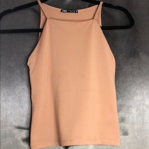 Satin nude tank top from Zara